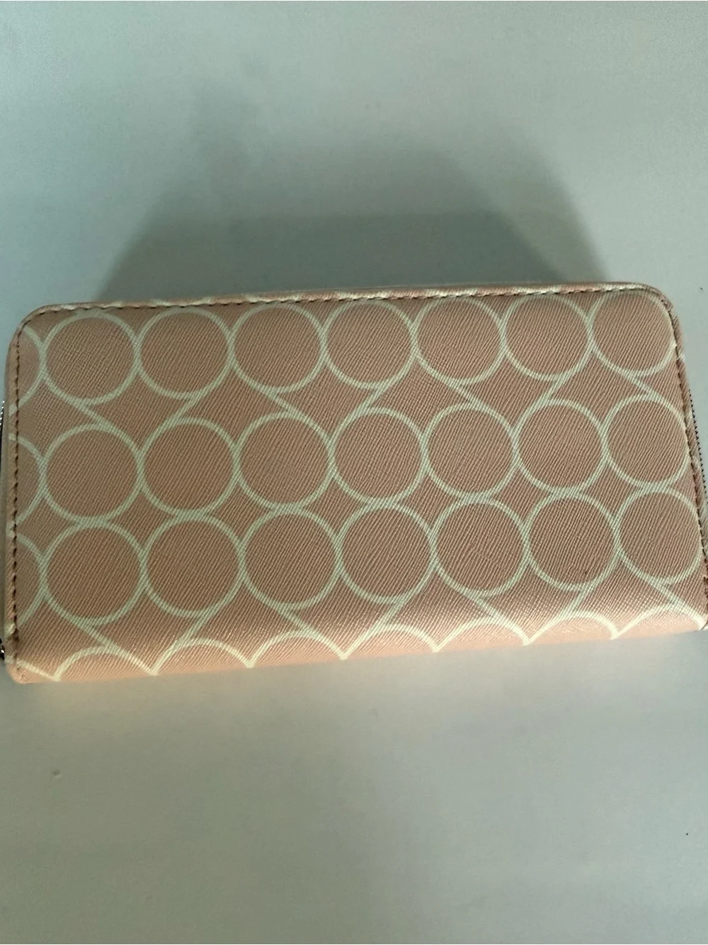 Nine West Pink Circle-Print Zip Wallet